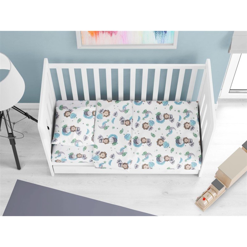 Κατωσέντονο Με Λάστιχο bebe Lion 533 0,70X1,40X0,15 Sky Blue 100% Cotton