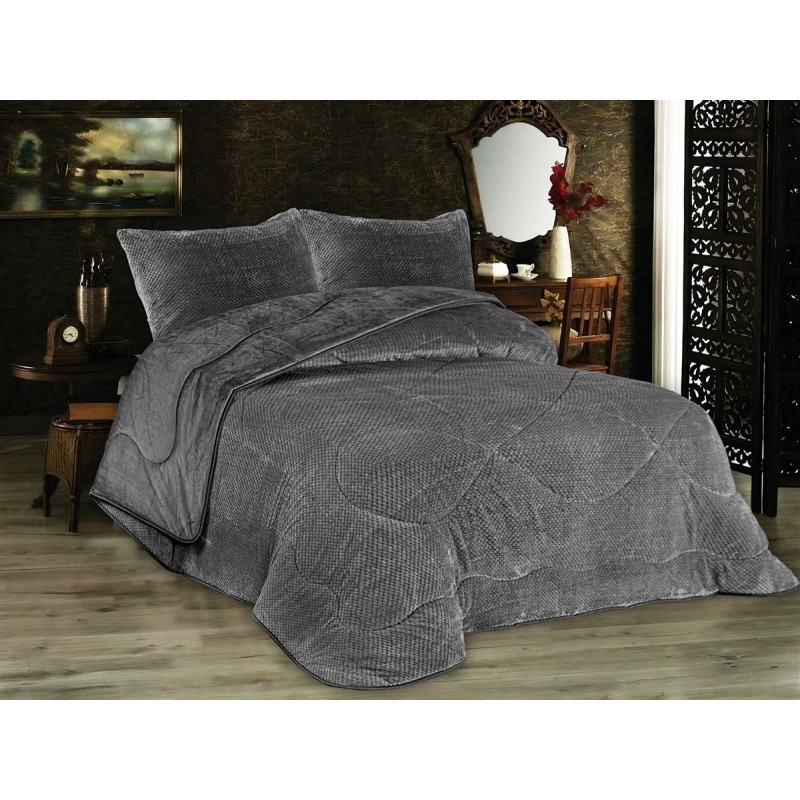 Κουβερτοπάπλωμα Popcorn Fleece 700 gsm 1950 Grey-Black 160X220 100% Polyester