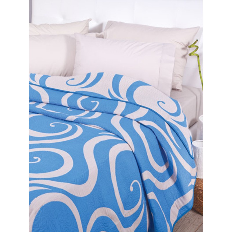 Κουβερλί Cotton Rich 220x260 CURVES BEIGE/BLUE