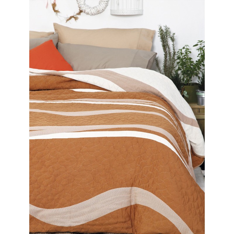 Κουβερλί Cotton Rich 160x260 WAVES ECRU/SALMON