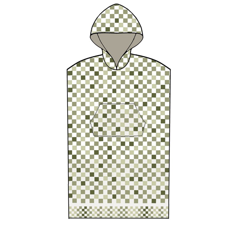 Poncho Θαλάσσης με κουκούλα CHECKS GREEN Small - Medium