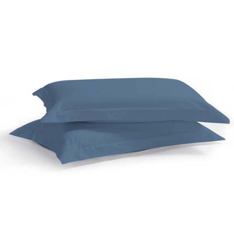 Aslanis Home Satin Plain Σετ Μαξιλαροθήκες Poseidon Blue 50x70εκ.