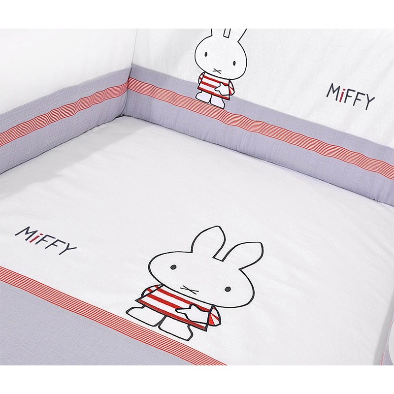 Miffy Σετ Σεντόνια Λίκνου 48-8704/65 80x110cm Γκρι 3τμχ