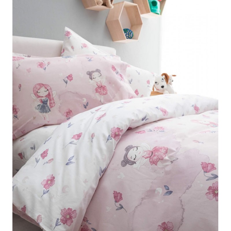 Vesta Home Sissy Σετ Σεντόνια Μονά Βαμβακερά σε Ροζ Χρώμα 260x170cm