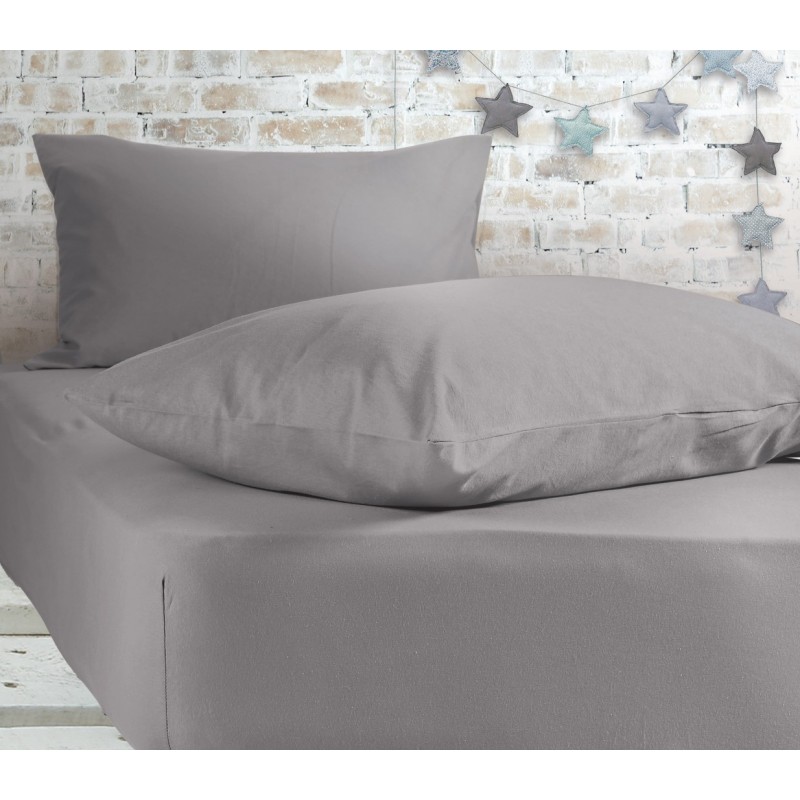 Nef-Nef Σεντόνι Υπέρδιπλο με Λάστιχο 160x200x30 Jersey Light Grey