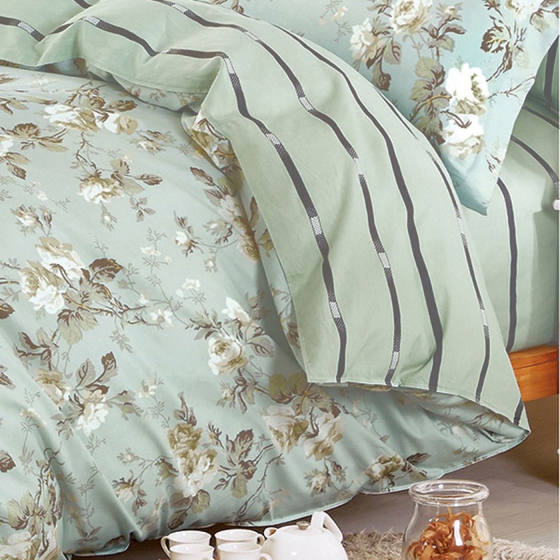 Aslanis Home Σετ Υπέρδιπλα Σεντόνια cotton satin 235x270 εκ. Marianna πράσινο.