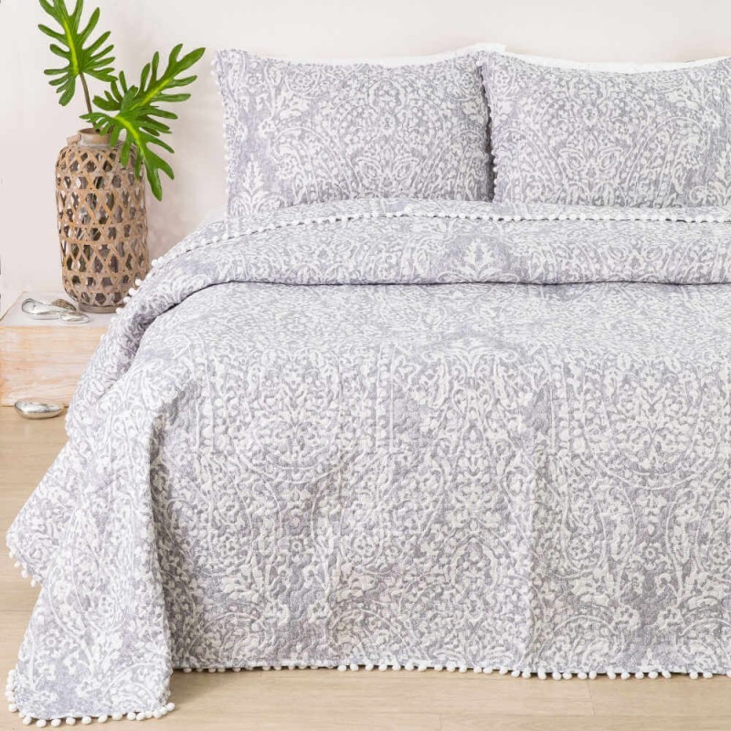 Borea Maya Σετ Κουβερλί Υπέρδιπλο Microfiber ΓΚΡΙ 220x240cm 002002052083